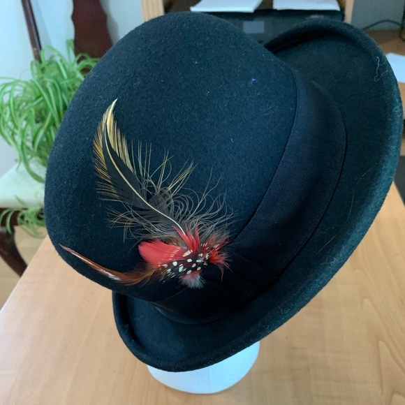 Hat woman’s fedora Apt.9 black with feather - Picture 1 of 5